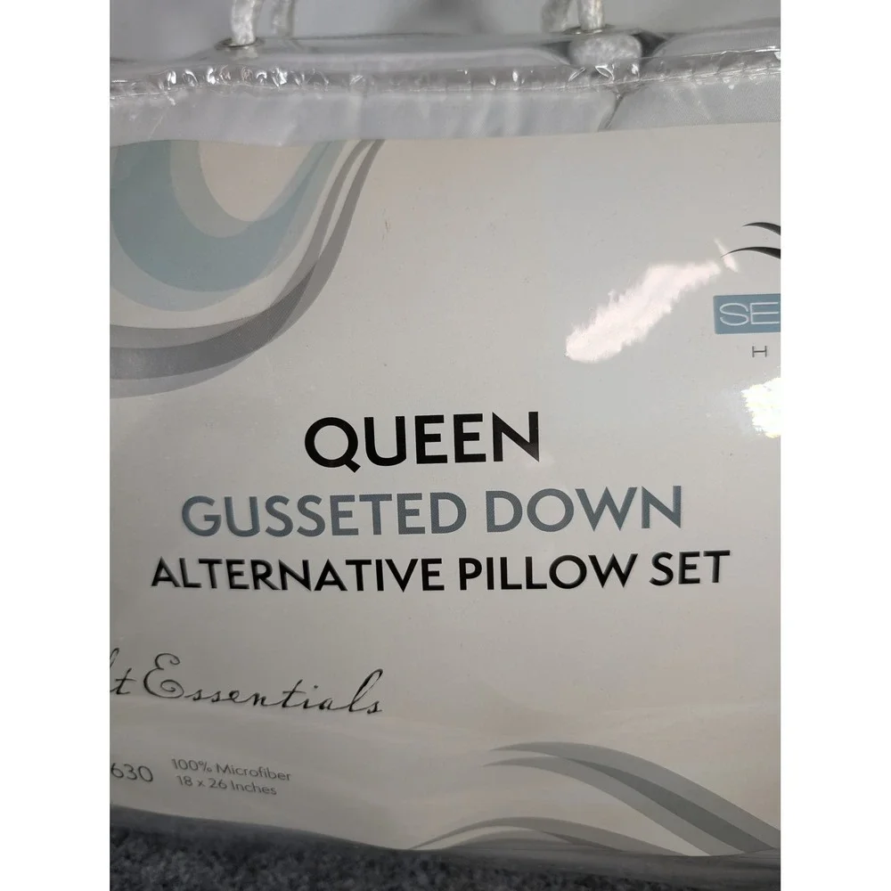 Serenity Home Queen Gusseted Down Alternative Pillow Set White SER-630 2 Pack